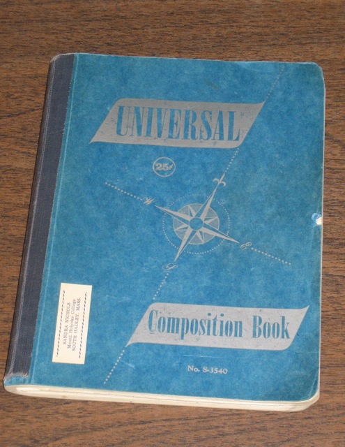 Photo of the composition book I used for my Putney journal, Spring 1960